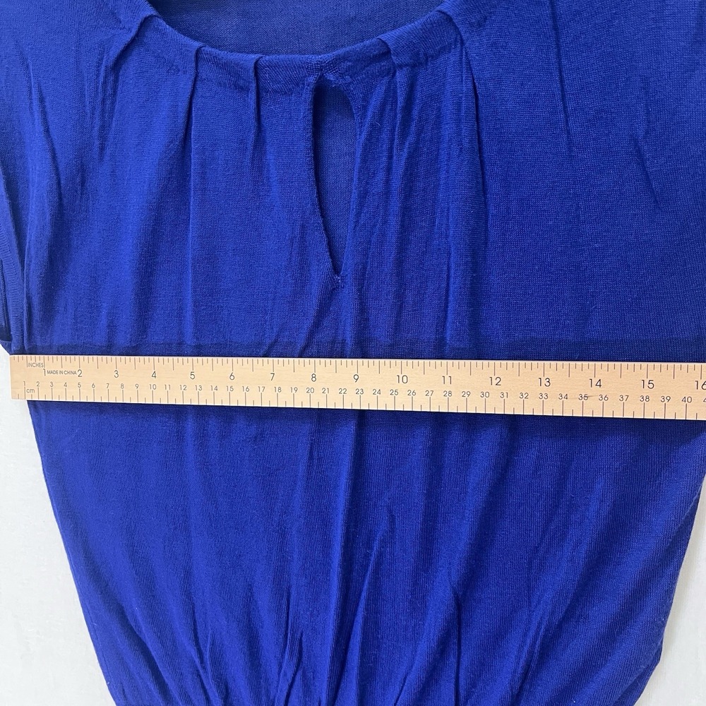 Express Women's Royal Blue Cap Sleeve Front Keyhole‎ Sweater Sz XS - Picture 5 of 6